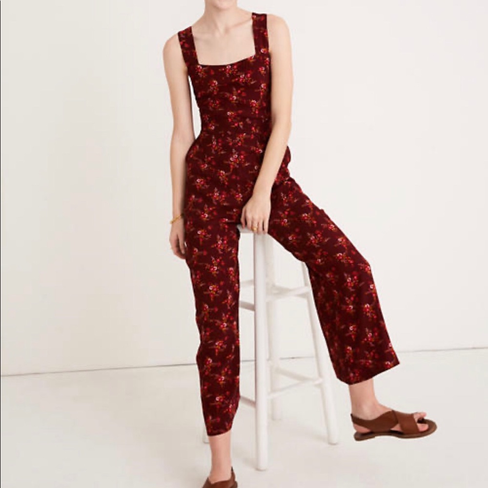Madewell Apron Bow Back Floral Jumpsuit Romper - Picture 3 of 10